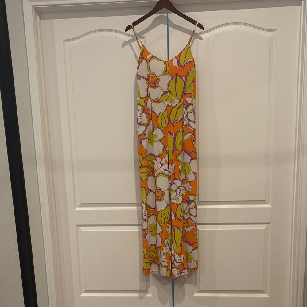 Trina Turk Orange Floral Maxi Romper